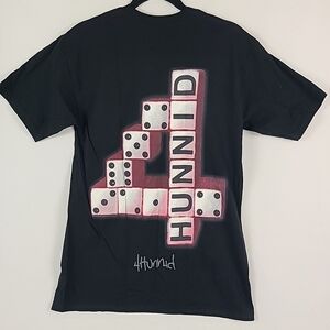 NEW 4Hunnid Men's Dice Stack Black T-Shirt Logo Short Sleeve Crewneck Sz L